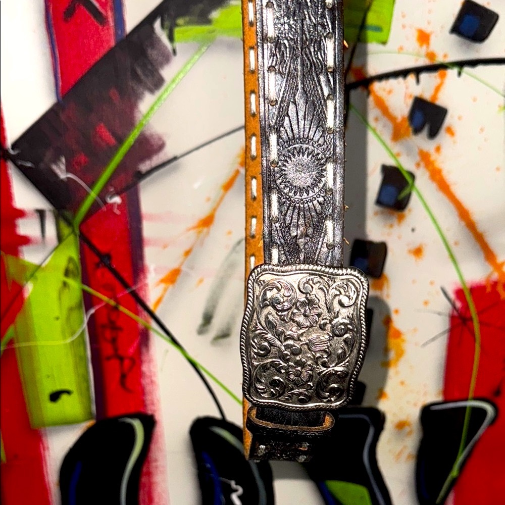Black Belt with Silver Hardware Vintage Buckle 2004
